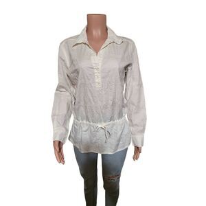 Pulp long sleeve half button tie at hip off white casual henley shirt L